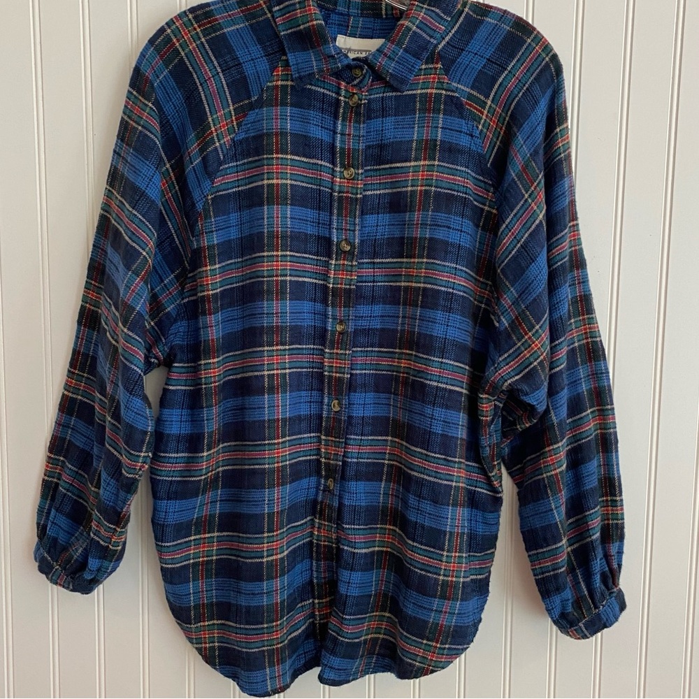 American Eagle Outfitters blue plaid, flannel shirt, SIZE XS